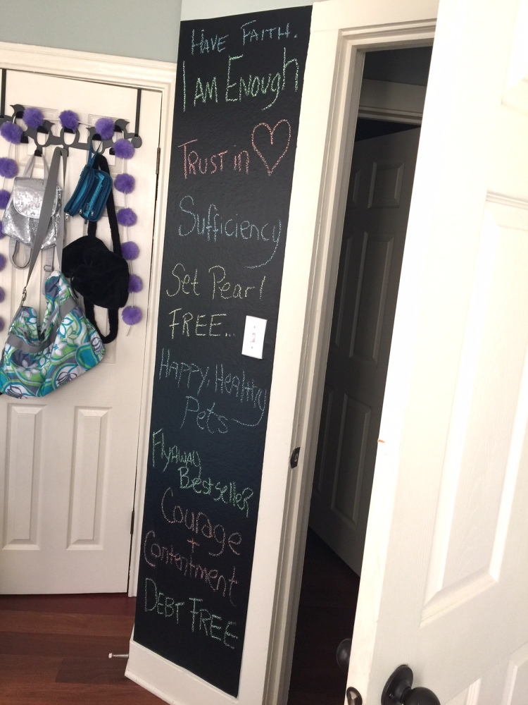 Pearl's mommy wrote her New Year's intention on her chalkboard wall straightaway!